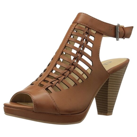 CL by Laundry Shoes - Chinese Laundry Rich Brown Sandal Waves Open Back Ankle Strap Peep Toe Size 7